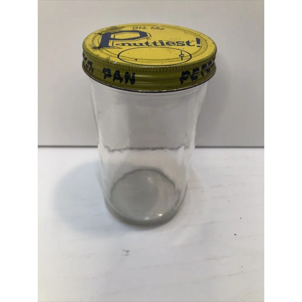 Peter Pan P-Nuttiest Jar and Lid 1960s‎ Vintage Clear Glass MCM